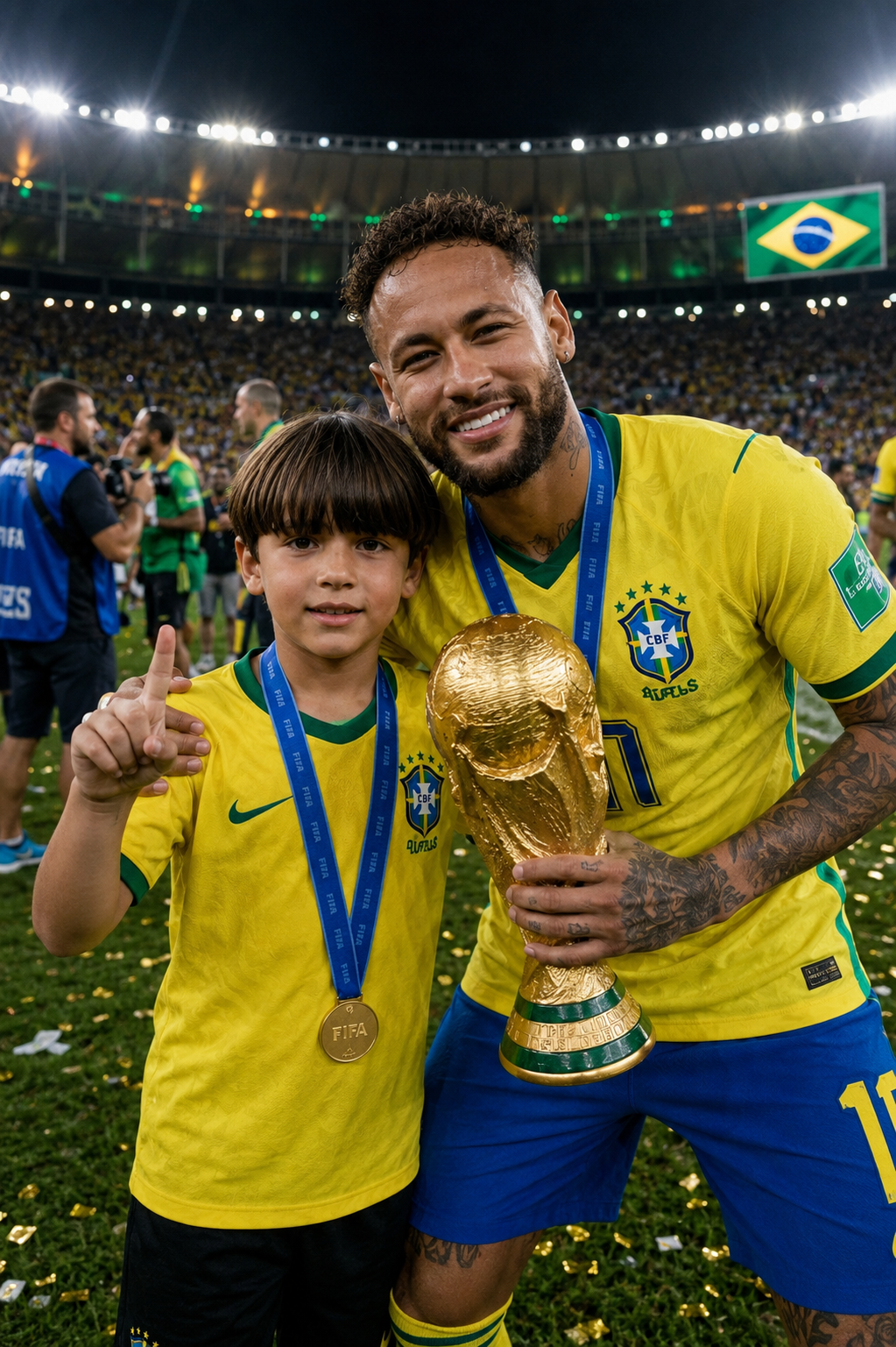 Example: celebrating with your football idol